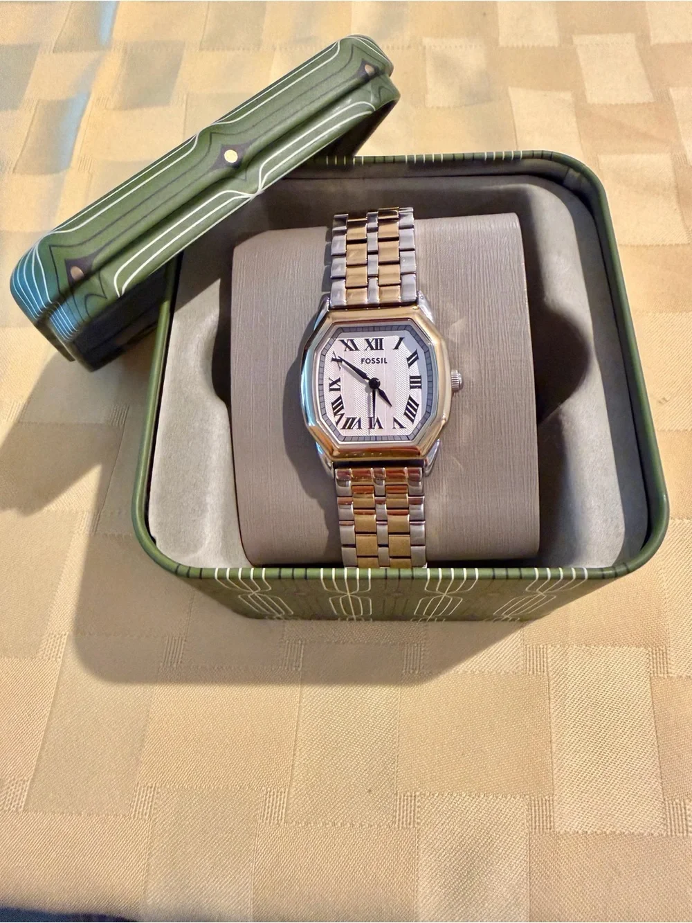Fossil Two-Tone Silver and Gold Roman Dial Watch